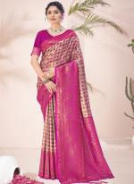 Silk Rani Pink Festival Wear Weaving Saree